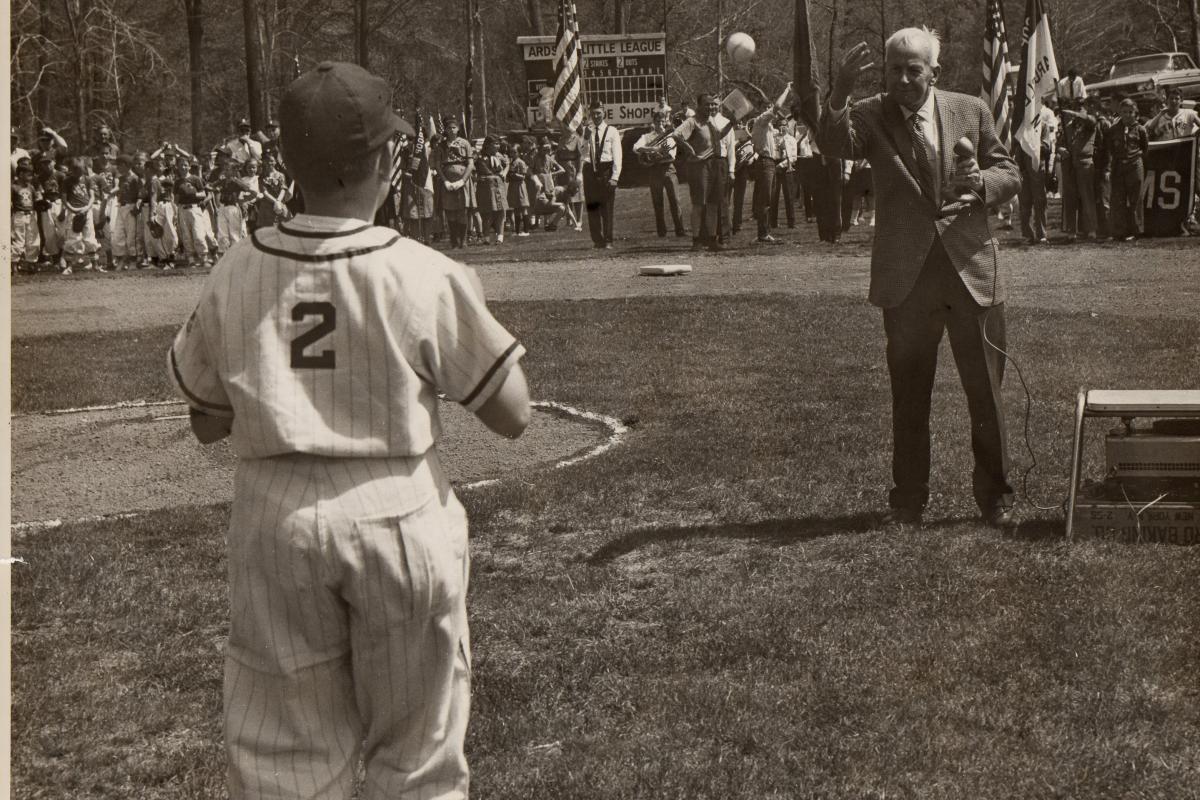 Judge McDowell throwing out first pitch in 1956